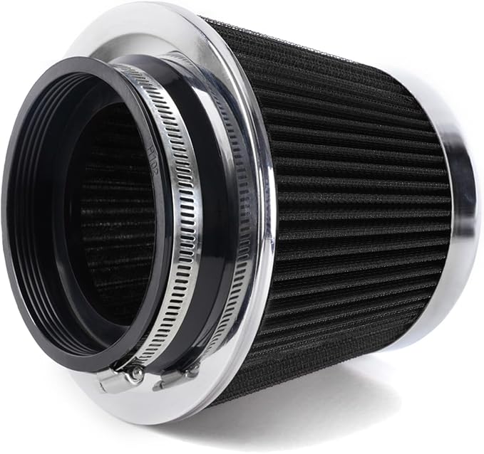 4-Inch Cold Air Intake Filter - Washable, High Performance, 3" or 3-1/2" or 4" Clamp-On Replacement Air Filter Black