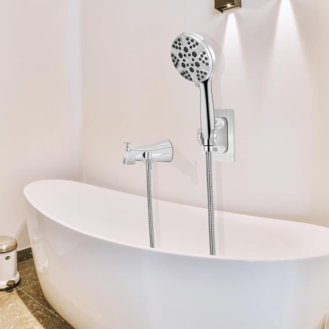 Tub Spout with Diverter, High Pressure 8 Settings Hand Held Shower head, Metal Bathtub Faucet with Sprayer Chrome