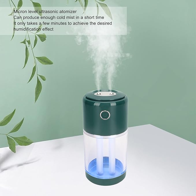FLEXMAN Portable Mini Humidifier, 520ml Fast Humidification, 20Db Quiet, Automatic Power Off USB Humidifier with Two Spray Modes for Nursery, Bedroom, Office (Green)