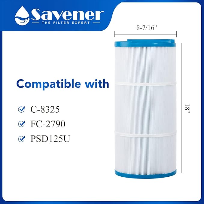 SV-8325 Spa Filter Cartridge Compatible with Unicel C-8325 125Sq.ft Sundance 6540-490 FC-2790 PSD125U Guardian817-199 81254 1 Pack