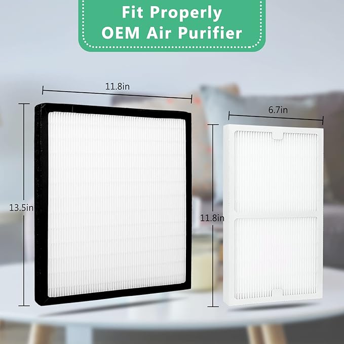 Gekufa Replacement Filter C + D Compatible with Idylis IAP-10-280, for Idylis Air Purifiers Include 1C+1D Filter each & 2 Carbon Filters