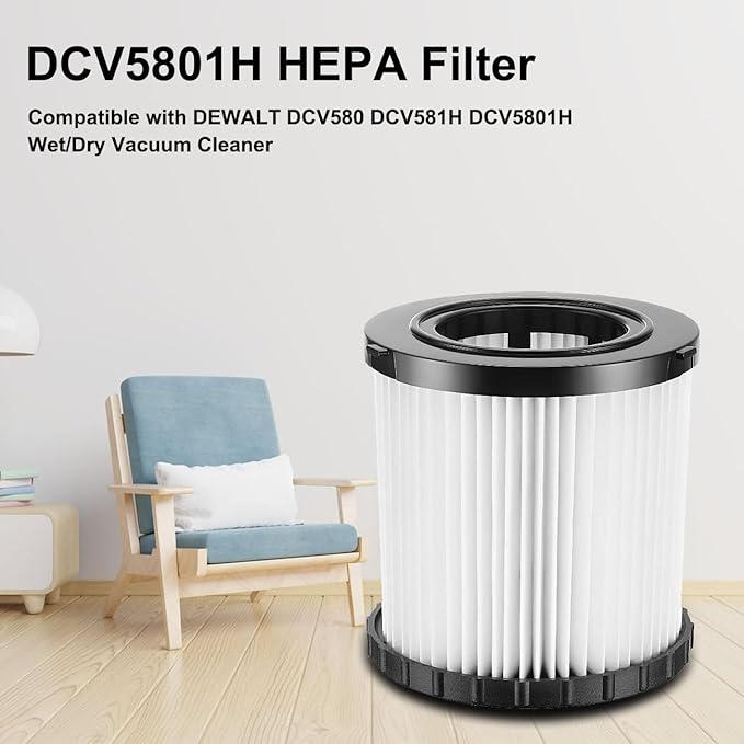 3 Pack DCV5801H HEPA Filter Replacement for DEWALT DCV580, DCV581H, DCV5801H Wet/Dry Vacuum Cleaner