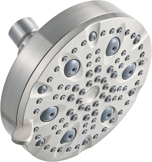 OFFO Shower Head, High Pressure Shower Head with Pause Mode, 9 Mode Fixed Showerheads for Strong Water Flow & Relaxing Shower Experience, Brushed Nickel