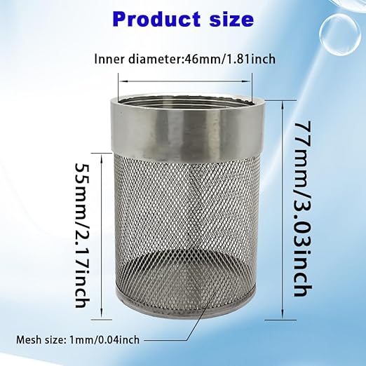 1.5inch SUS304 Stainless Steel Filter Head with Internal Thread Diameter of 46mm Connected to DN40 1.5" Water Pipe Filter Used to Remove Debris and Reduce Solid Entry