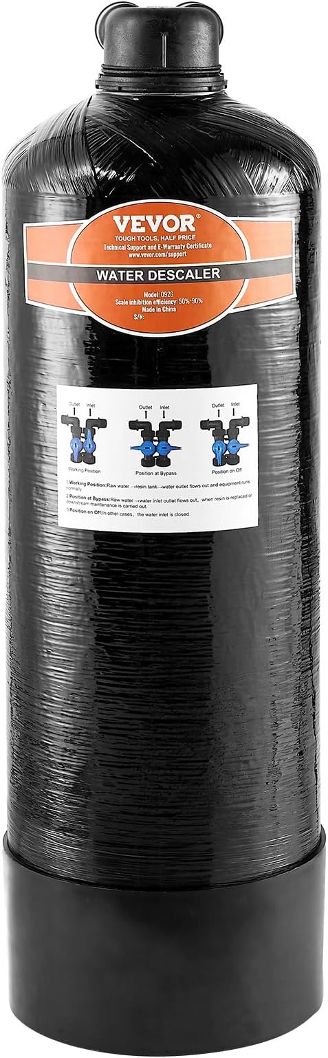 VEVOR Whole House Salt Free Descaler, Water Filter for City Water, 600,000 Gallon Whole House Water Descaler for All Kinds of Plumbing Pipes, 1" NPT & 3/4" NPT, for 2-3 Person Family