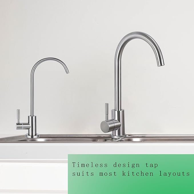 Stainless Steel Drinking Water Faucet, Non-air Gap ro Faucet for Sparkling Water, Cooler Water, Other Reverse Osmosis Water Filtration System (Brushed Nickel 2)