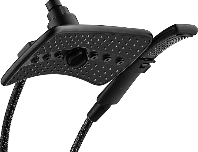 BRIGHT SHOWERS High Pressure Shower Head with Handheld, Oil Rubbed Bronze Dual Showerhead Combo with Rainfall Spray, Detachable Hand Held Shower, 60" Stainless Steel Hose