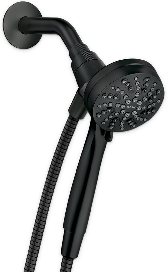 Moen Engage Magnetix Matte Black Eco-Performance 3.5-Inch Six-Function Detachable Handheld Showerhead with Magnetic Docking System, 26100EPBL