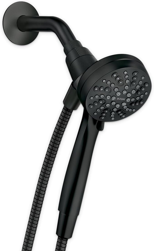 Moen Engage Magnetix Matte Black Eco-Performance 3.5-Inch Six-Function Detachable Handheld Showerhead with Magnetic Docking System, 26100EPBL
