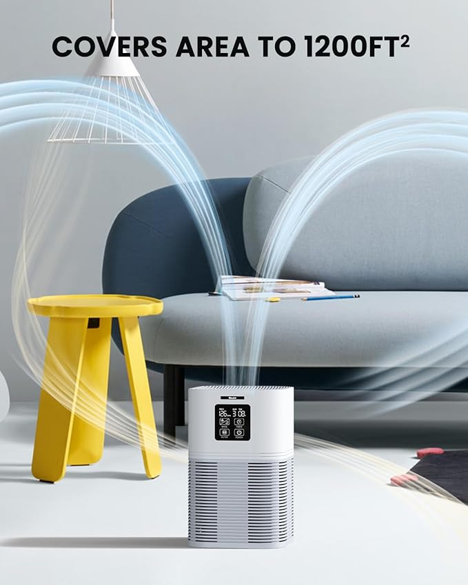 VEWIOR Air Purifiers for Home, Air Purifiers for Large Room up to 1200 sq.ft, H13 True HEPA Air Filter with Fragrance Sponge 6 Timers Quiet Air Cleaner for Pet Dander Wildfire