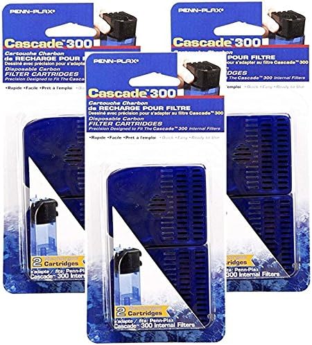 Penn-Plax Cascade 300 Filter with Internal Replacement Cartridge, 6 Total Cartridges (3 Packs with 2 cartridges per Pack)
