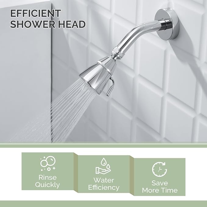 Angle Simple High Flow Shower Head, Brass Swivel Joint Adjustable Shower Sprayer, G 1/2, Chrome