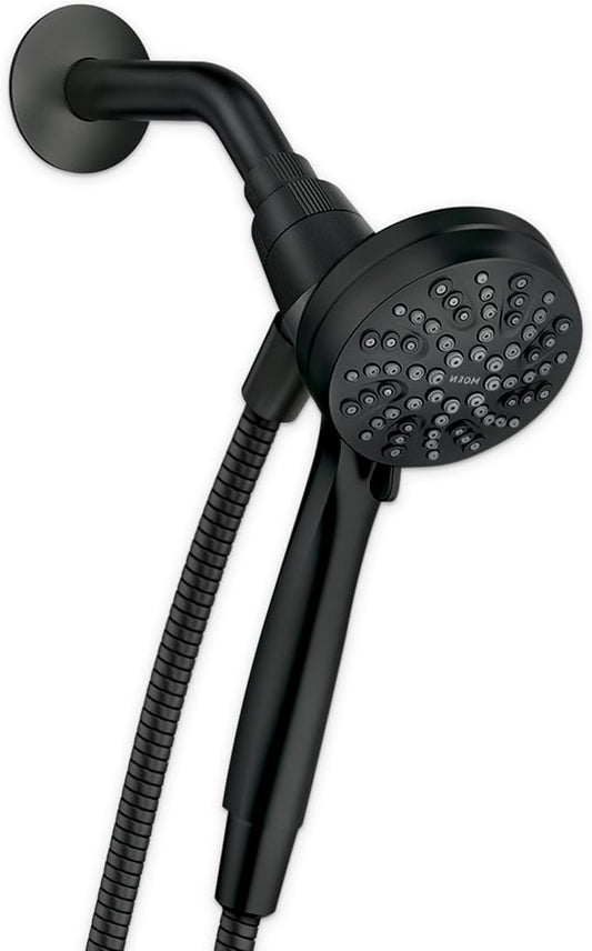 Moen Engage Magnetix Matte Black 3.5-Inch Six-Function Detachable Handheld Showerhead with Magnetic Docking System, 26100BL