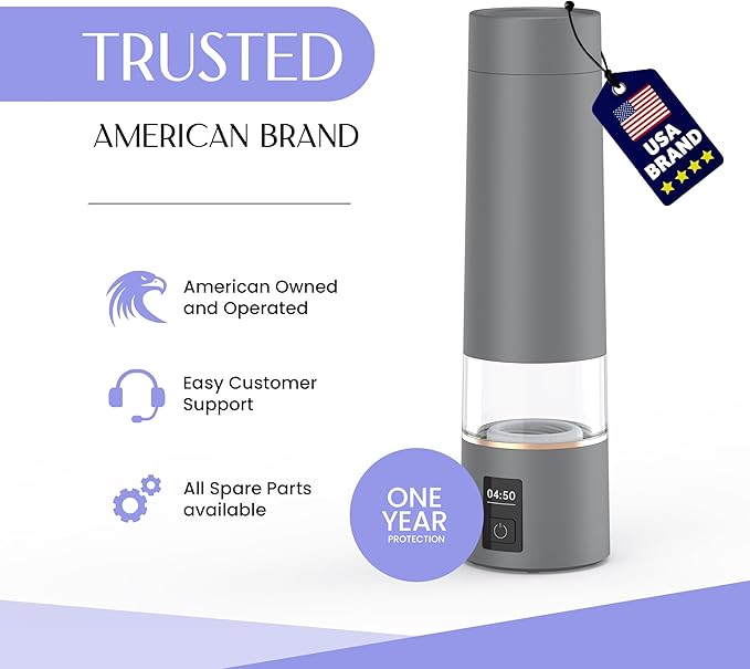 LevelUpWay - 2025 Hydrogen Water Bottle – Advanced SPE/PEM Technology – Generates Up to 5000 PPB – 250ml – Portable Hydrogen-Enriched Water Bottle with Breathing Adapter