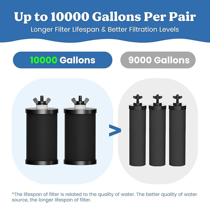 PF-1 Black Thickened Purification Elements,Replacement Filters for ProOne® and Berkey® Filters,ProOne® Big+ or Berkey® Big Countertop Gravity Water Filter System (2 Pack)