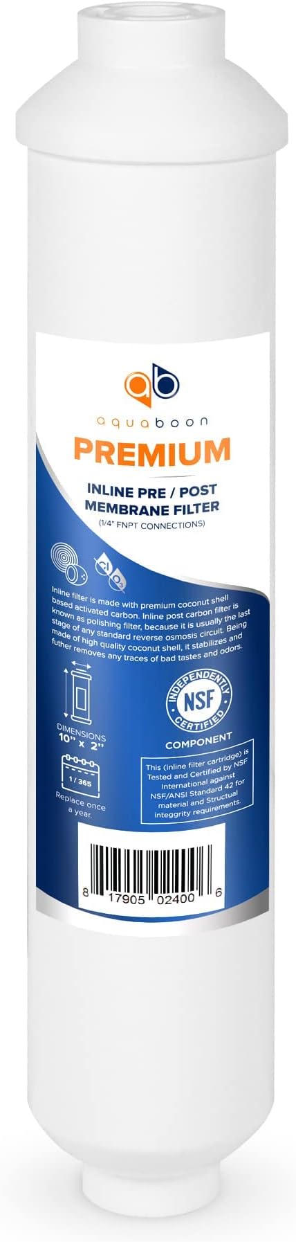 Aquaboon 25-Pack Premium Inline Post/Carbon Polishing Water Filter Cartridge for Reverse Osmosis Systems
