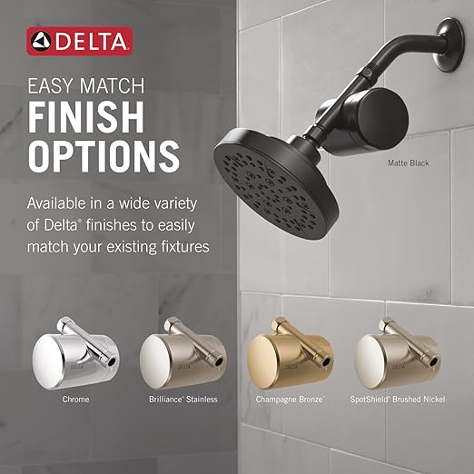 Delta Faucet 5-Setting Shower Head Chrome with Clarifi Standard Shower Filter Attachment with Filter