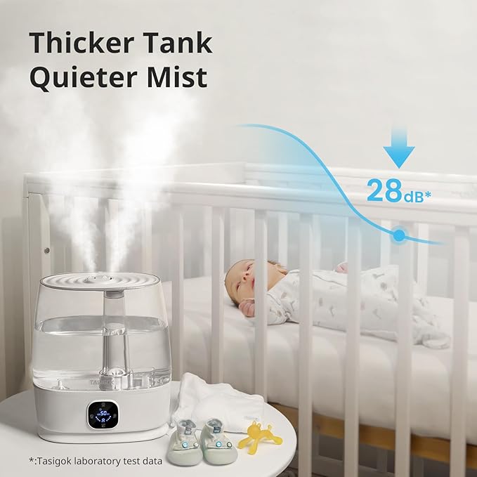 Humidifiers for Bedroom Home, 6L Cool and Warm Mist Air Humidifier for Large Room Baby Nursery, 50H Easy Clean and Top Fill, Quiet with Ultrasonic, Essential Oils, Auto Mode, for House, Plants