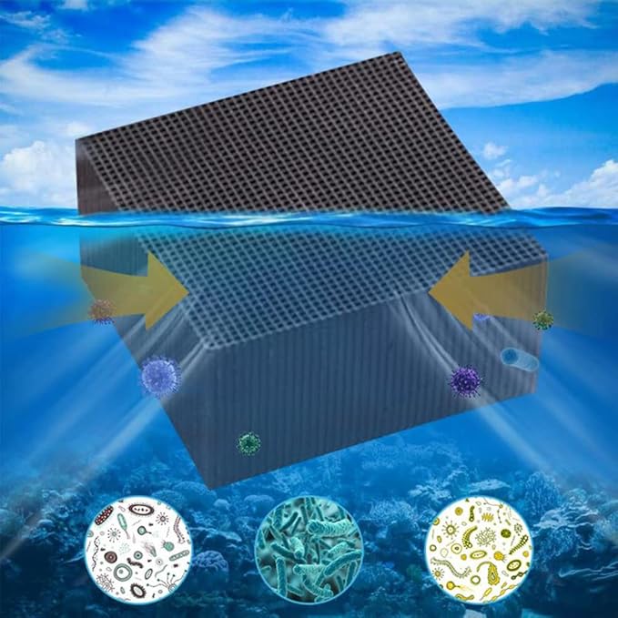 Gigicloud 1PCS Activated Carbon Aquarium Filter, Cube Honeycomb Structure Charcoal Deodorant Fish Tank Water Purifier Activated Charcoal Cubes for Pools Water Purification