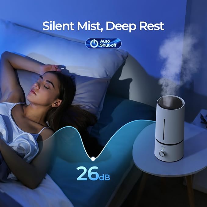 raydrop Cool Mist Humidifiers for Home Babies, 1.70 L Quiet and Small Ultrasonic Humidifier for Bedroom Nightstand, Space Saving, Auto Shut Off - (0.45 Gallon, US 110 V)