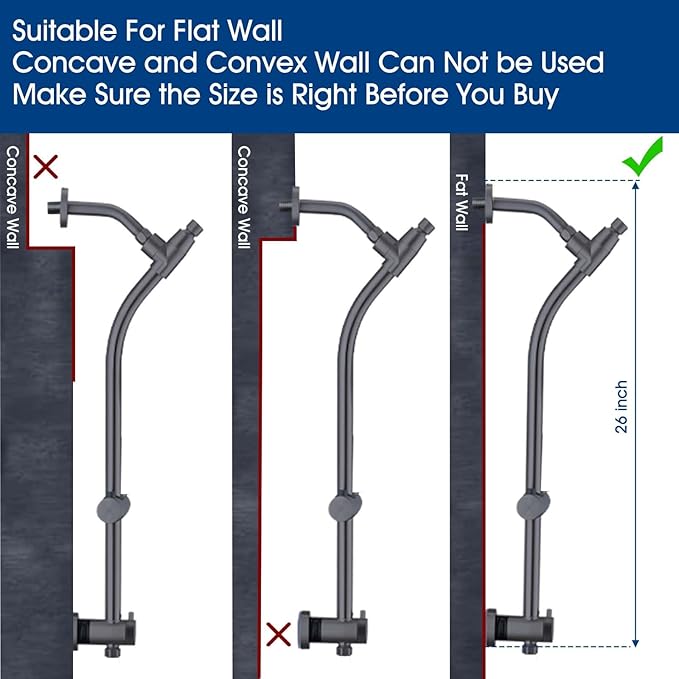 High Pressure Shower Head with Handheld Shower, 26" Adjustable Height Drill-Free Slide Bar, 3-Way Diverter for Easy Reach, Dual Shower Head Combo Set with 5ft Hose - Matte Black