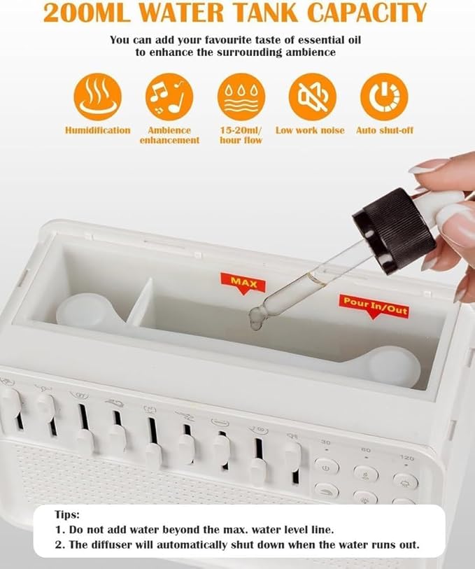 Humifall Noise Humidifier – Quiet Air Diffuser & Humidifier for Home, Office, Bedroom – Adjustable Mist, LED Lights, Whisper-Quiet Operation – Ideal for Sleep & Relaxation