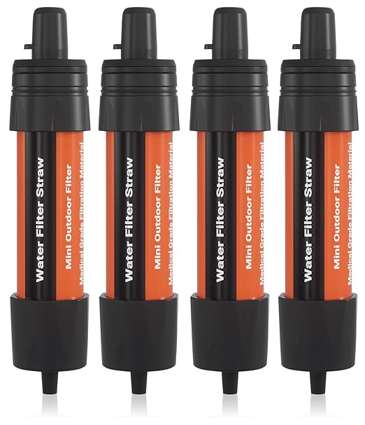 4 Pack Water Filter Straw - Portable, Compact, Multipurpose Water Purification Device for Emergency Kits, Outdoor Activities, Camping, Travel