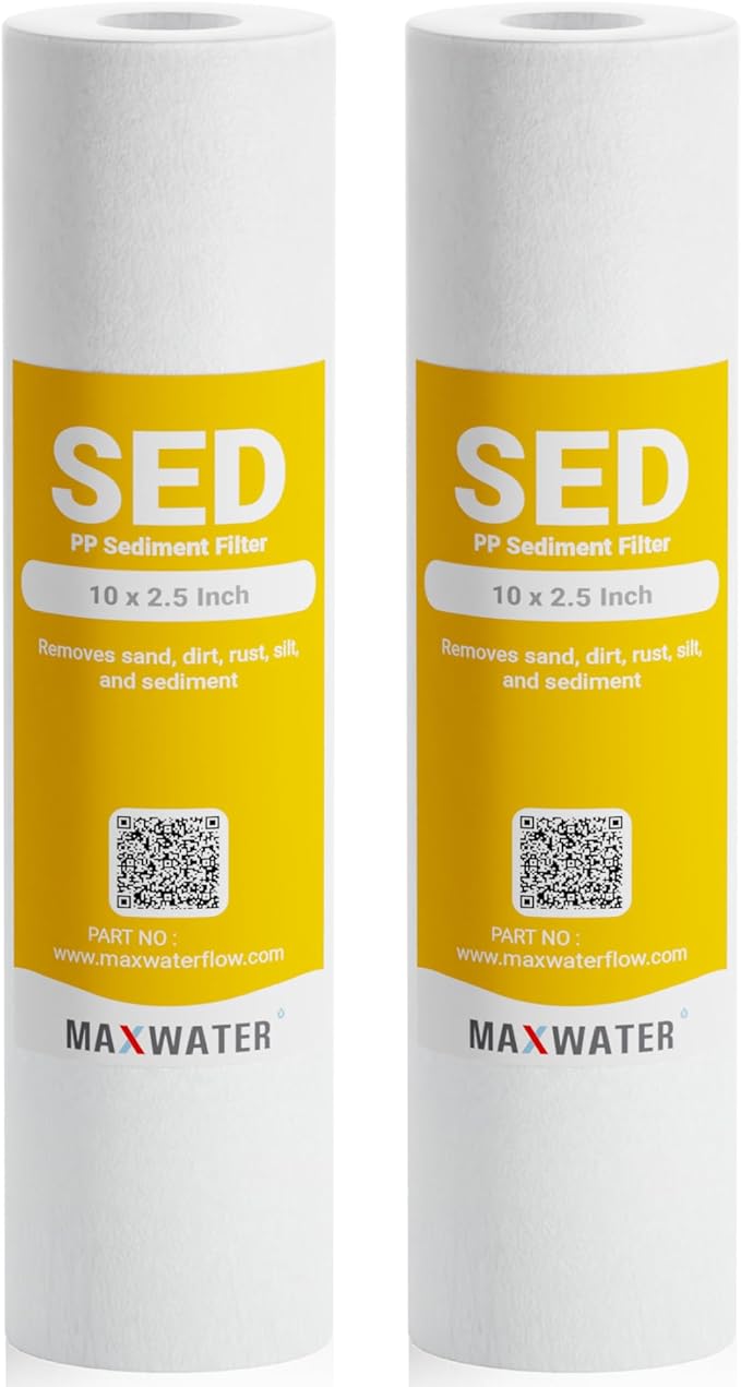 2 Pack of 10 Micron 10" x 2.5" Inch Polypropylene Sediment Filters compatible with 10" Standard RO Reverse Osmosis and WH Whole House Systems