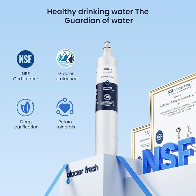 GLACIER FRESH Replacement for RPWFE, RPWF (Built-in CHIP) Refrigerator Water Filter, Compatible with GFE28GYNFS, GFE28GELDS, PFE28KELDS, PFE28KYNFS, GFD28GELDS, PWE23KELDS, PWE23KMKES, 2 Pack