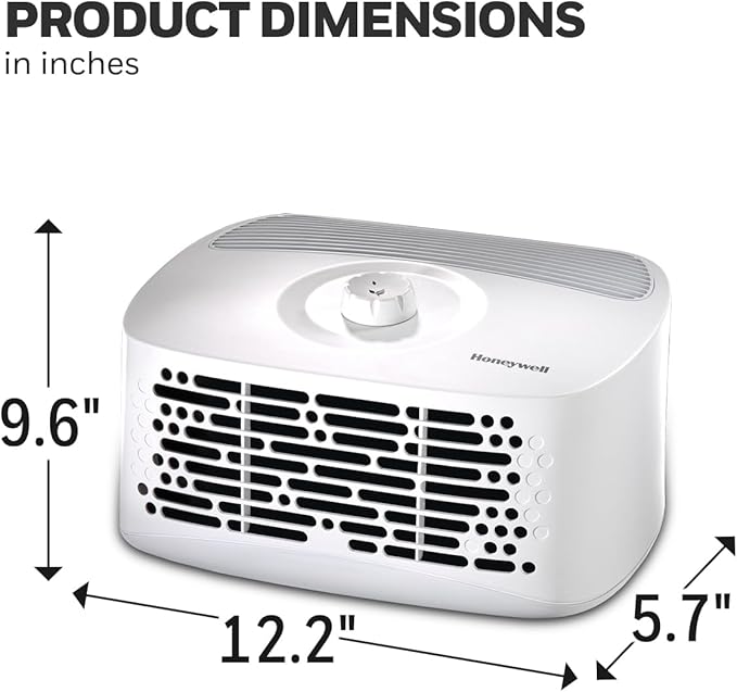 Honeywell Air Purifier for Home, 465 Ft² in 1 hour, Dual Action Filter, Reduces Dust, Pollen, Pet Dander, Odors, Smoke, Compact Allergen Reducer, White HHT270