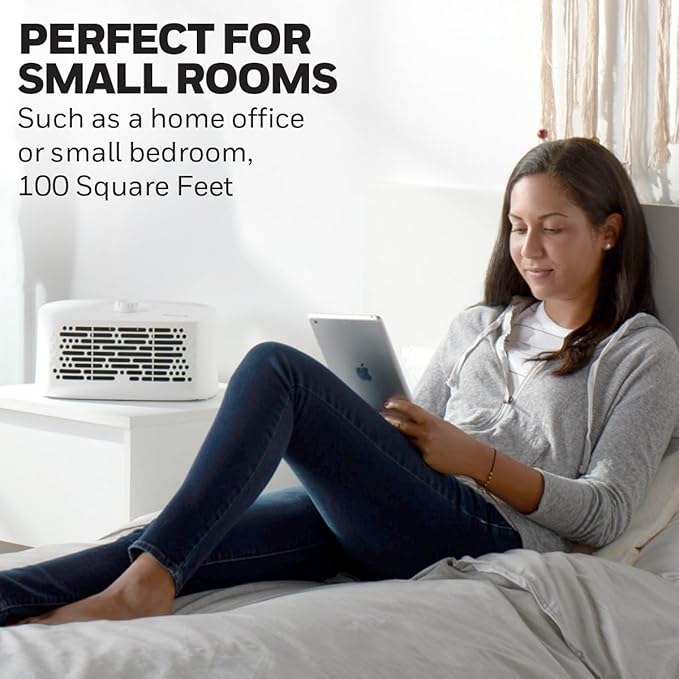 Honeywell Air Purifier for Home, 465 Ft² in 1 hour, Dual Action Filter, Reduces Dust, Pollen, Pet Dander, Odors, Smoke, Compact Allergen Reducer, White HHT270