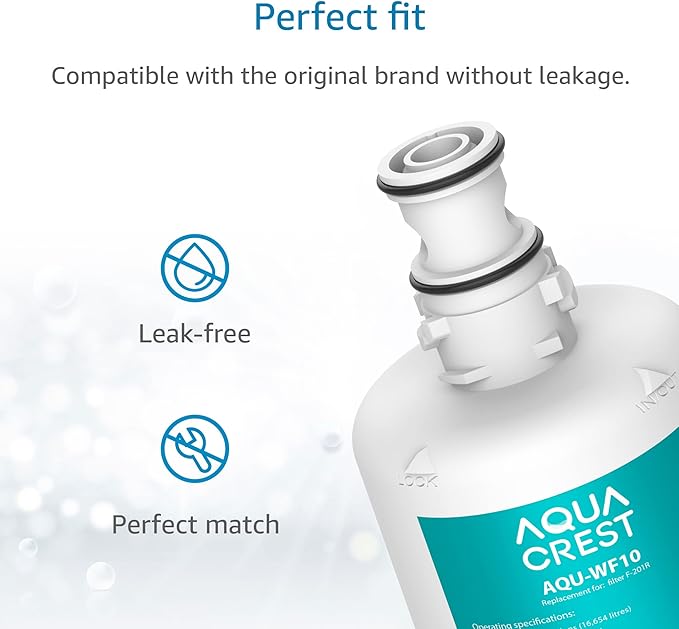 AQUACREST F-201R Filter Cartridge, NSF/ANSI 42 Certified, Replacement for Advanced Filtrete F-201R,HF05-MS,HC151-S,(Pack of 2), Model No.WF10