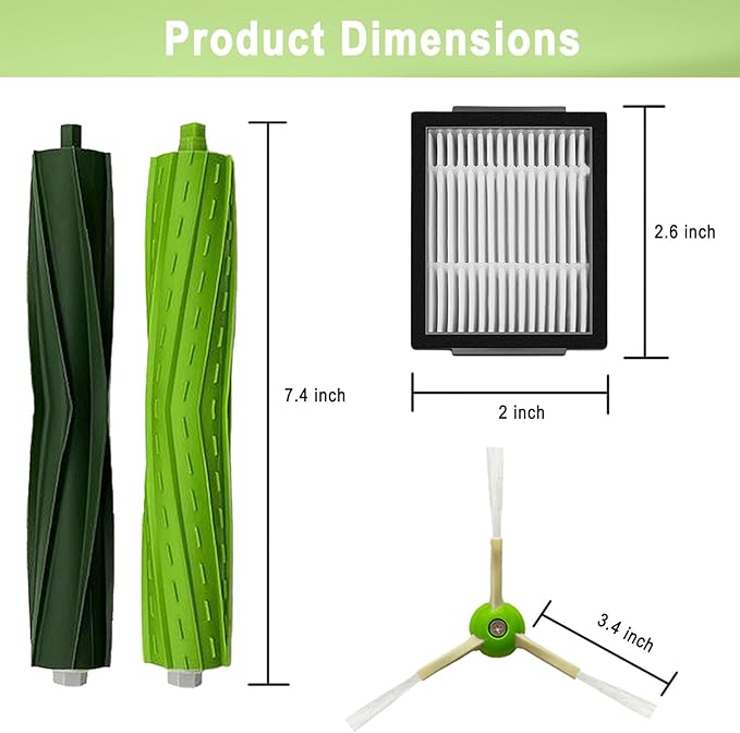 22 Pack Replacement Parts for iRobot Roomba i7 i7+ i3 i3+ i4 J7J7+/Plus i6 i6+ i5+j5+ i8 +/Plus E5 E6 E7 I & E & J Series Vacuum Cleaner, 2 Set of Roller Brush & 10 Filters & 10 Side Brushes