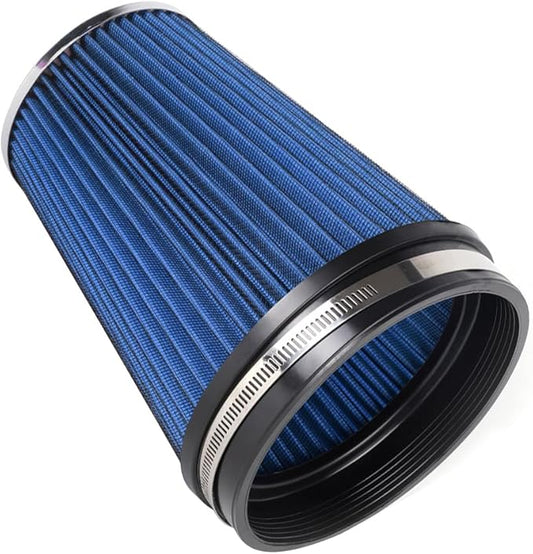 MUGE RACING 6" 152 mm High Flow Inlet Air Filter, Air Intake Cone Filter Replacement Performance Washable Clamp-On Dry, 8'' Tall(Blue)