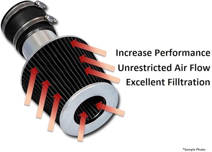 Truck Cold Air Intake Black 6" / 152 mm Inlet Reusable Quality Universal Clamp On Cone Replacement Dry Short Air Filter