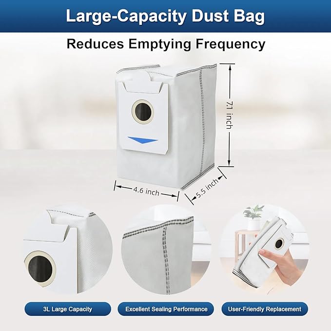 22 Pack Accessories Kit Only for ECOVACS DEEBOT T30S Series (T30S Pro/AI/CARE/AI Care) Robot Vacuum Replacement Parts, 6 Side Brushes, 4 Mop Pads, 6 Dust Bags, 1 Main Brush, 4 Filters, 1 Tool brush