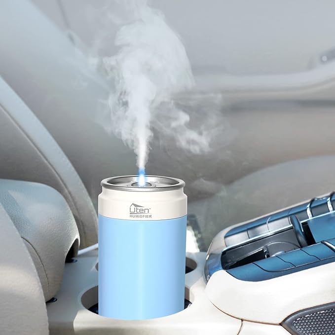 Humidifiers, Humidifier for Bedroom, Can Air Humidifier, Humidifiers for Home and Plants, USB Powered And Battery Powered Portable for Home Office Car Outdoor, 2 Mist Modes, Night Light, Auto-Off