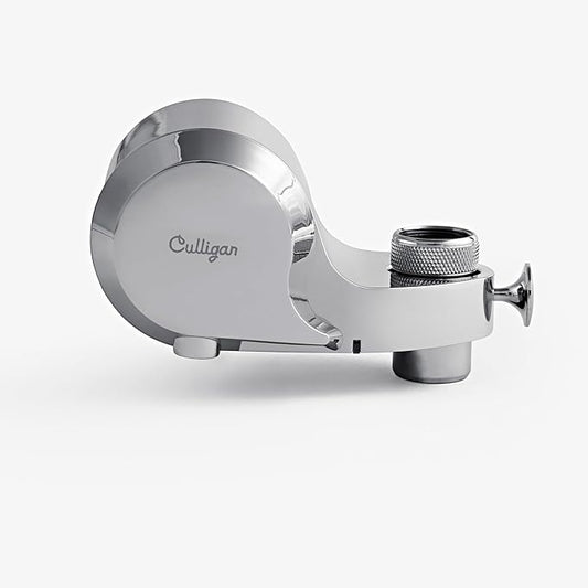 Culligan CULFMCH Faucet Mount Water Filter - Chrome Water Filter for Sink Faucet Reduces Microplastics & Reduces Chlorine, Easy Installation Filtration System for Clean Tap Drinking
