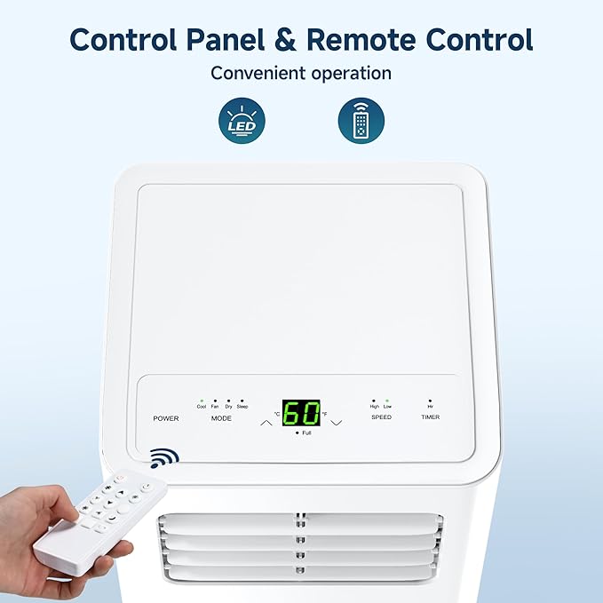 10,000 BTU Portable Air Conditioners,4 Modes Portable Ac Units Cools Up to 450 Sq.Ft,Dehumidifier,Fan,With Remote Control,LED Display, Window Mounting Kit,Suitable for Bedroom,Living Room,Office