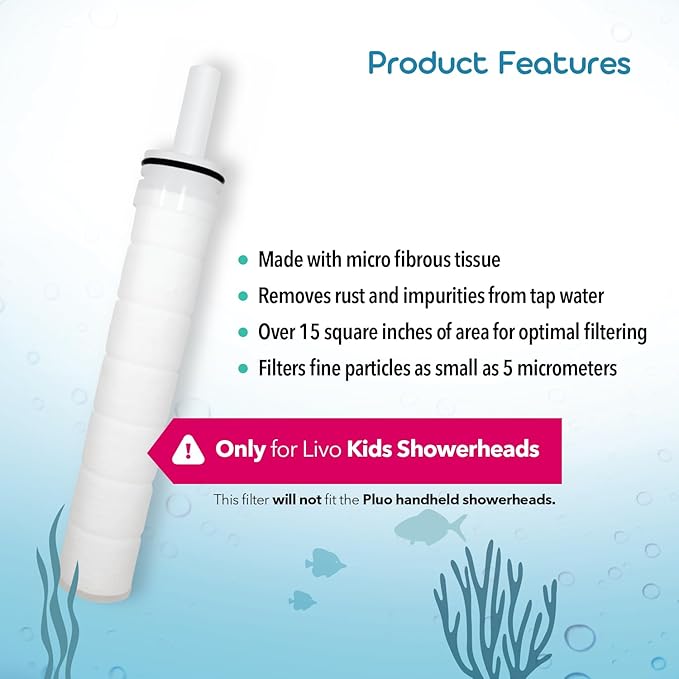 Barumi Sediment Filters for Livo Kids Handheld Showerhead | 3-Pack | Good for Skin & Hairs | Removes Rust and Fine Particles from Tap Water, Easy Installation (Only for Livo Kids Showerheads)