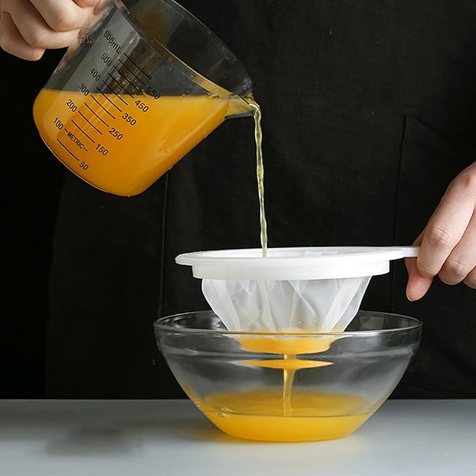 2 Pack Fine Nylon Mesh Strainer,Reusable Mesh Filter Bags for Filter NutMilk, Coffee, Milk, Butter, Juices and Fresh Cheese (200 Mesh)