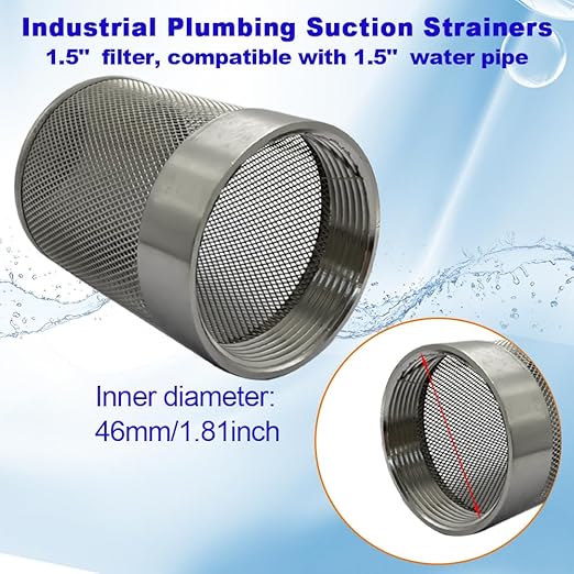 1.5inch SUS304 Stainless Steel Filter Head with Internal Thread Diameter of 46mm Connected to DN40 1.5" Water Pipe Filter Used to Remove Debris and Reduce Solid Entry