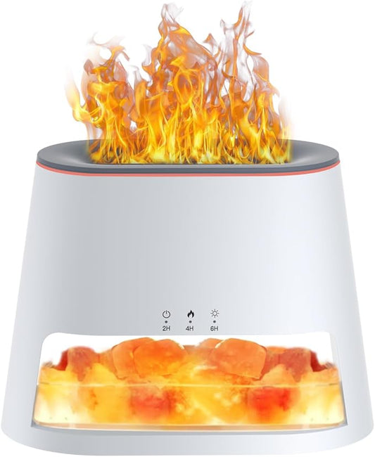 2-in-1 Himalayan Salt Lamp & Ultrasonic Essential Oil Diffuser, Aromatherapy Diffuser Cool Mist Humidifier, Original Salt Therapy Lamp, 100% Pure Himalayan Salt, Ambient Glow, 260ml (White)