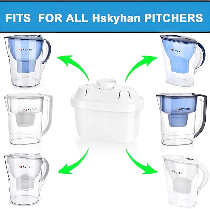 Hskyhan Alkaline Water Filter - 2022 Replacement Pitcher Water Filters, Improve PH Cartridge, 7 Stage Filtration System to Purify, Reduces Lead, Fluoride, Chlorine and More, 2 Pack