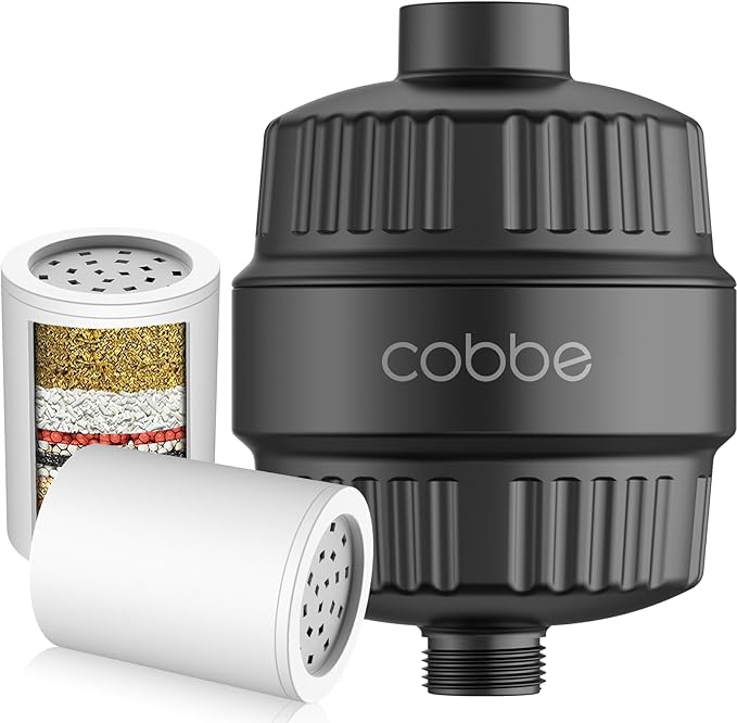 Cobbe Shower Filter for Hard Water - High Output Shower Filter for Removing Chlorine and Harmful Substances, Matte Black