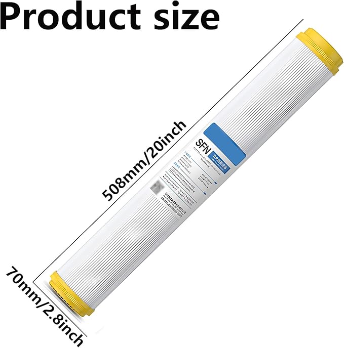 20" x 2.5" Cation Resin Water Softener Cartridge, 4pcs Replacement water filter, for Standard 20inch Whole House Water Filter Systems