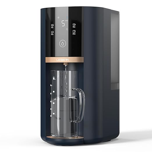 Countertop Reverse Osmosis Water Filter, 5 Stage RO Water Filtration System with UV, 4:1 Pure to Drain, Innovative 360° Swivel Base, Portable No Installation Water Purifier with Water Pitcher