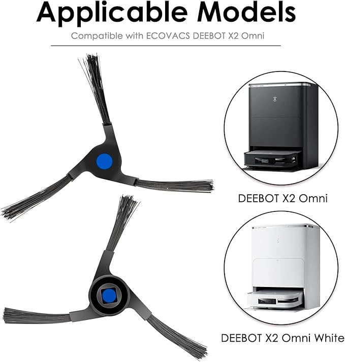 (10 Pieces) Side Brushes Replacement Parts Compatible with ECOVACS DEEBOT X2 Omni / X2 Pro / X2, Robotic Vacuum Replacement Side Brush Accessory Kit