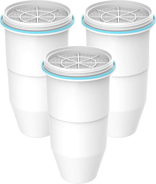 AQUA CREST Multiple-Stage Water Filters, Compatible with ZeroWater® Pitcher and Dispenser, Reduces Chlorine, PFOA/PFOS, Taste and Odor, TDS and More, 3 Pack