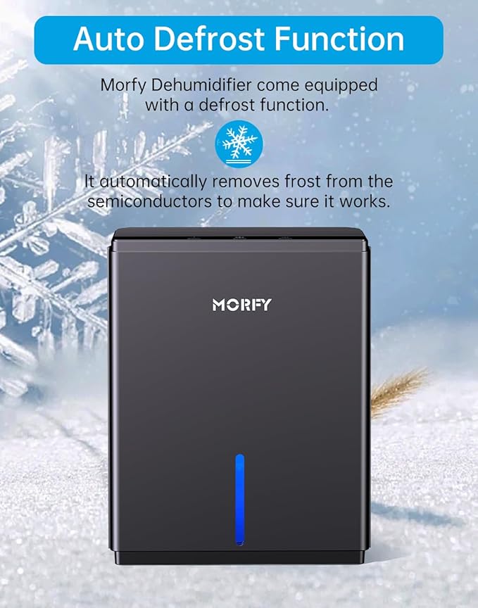 MORFY Dehumidifier, 80 OZ Small Dehumidifier for Bedroom, Bathroom, RV, Closet, Dual-Semiconductor Quiet Dehumidifiers for Home Room with Drain Hose, 7 Colors LED Auto Shut Off